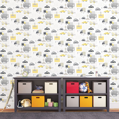 product image for Beep Beep Black/Yellow Wallpaper from the Just 4 Kids 2 Collection by Galerie Wallcoverings 43