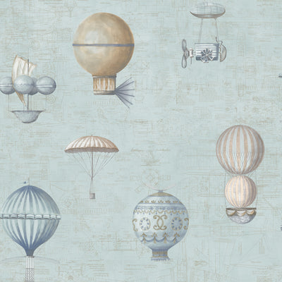 product image of Air Ships Blue Wallpaper from the Nostalgie Collection by Galerie Wallcoverings 585