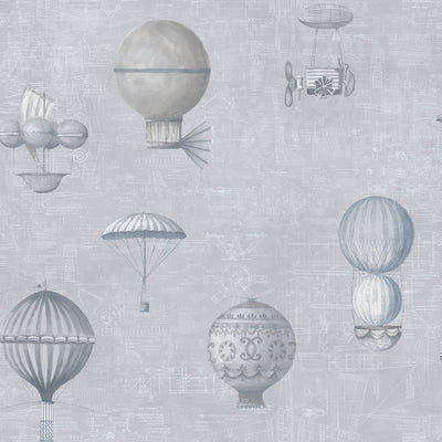 product image of Air Ships Grey/Silver Wallpaper from the Nostalgie Collection by Galerie Wallcoverings 555