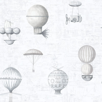 product image of Air Ships Silver/Grey Wallpaper from the Nostalgie Collection by Galerie Wallcoverings 52