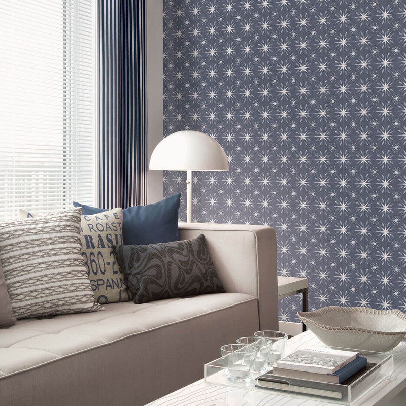 media image for Nordic Elements Geometric Wallpaper in Blue/Ivory 22