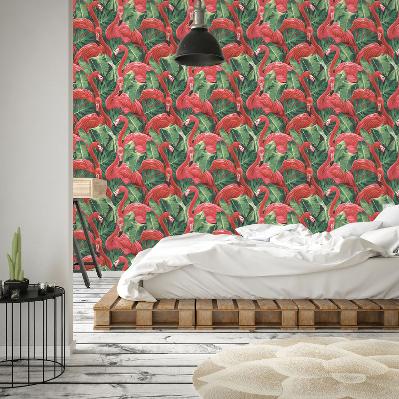 media image for Flamingos Red Wallpaper from the Global Fusion Collection by Galerie Wallcoverings 23