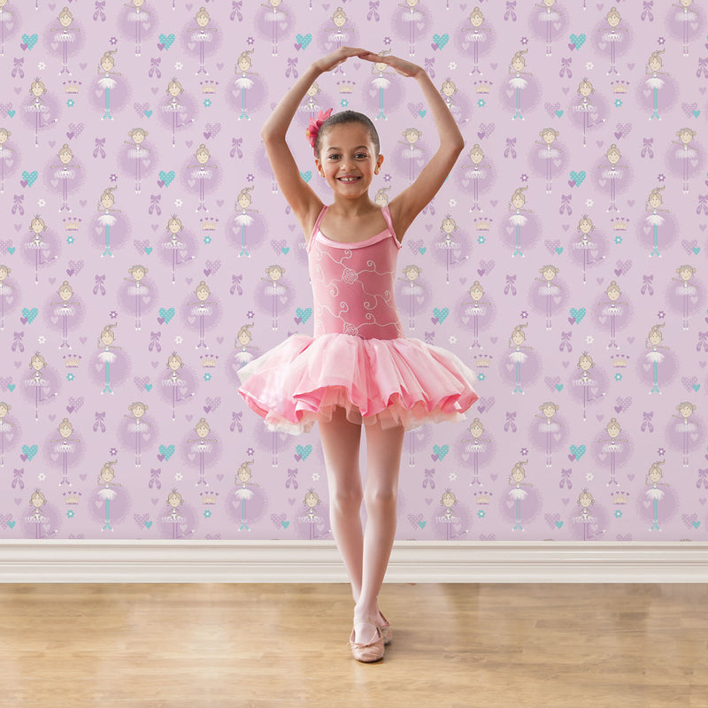 media image for Ballerina Purple Wallpaper from the Just 4 Kids 2 Collection by Galerie Wallcoverings 252