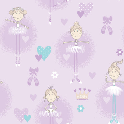 product image of Ballerina Purple Wallpaper from the Just 4 Kids 2 Collection by Galerie Wallcoverings 583