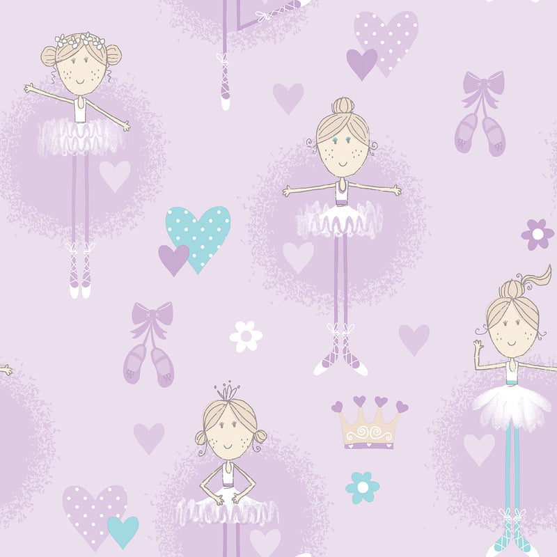 media image for Ballerina Purple Wallpaper from the Just 4 Kids 2 Collection by Galerie Wallcoverings 254