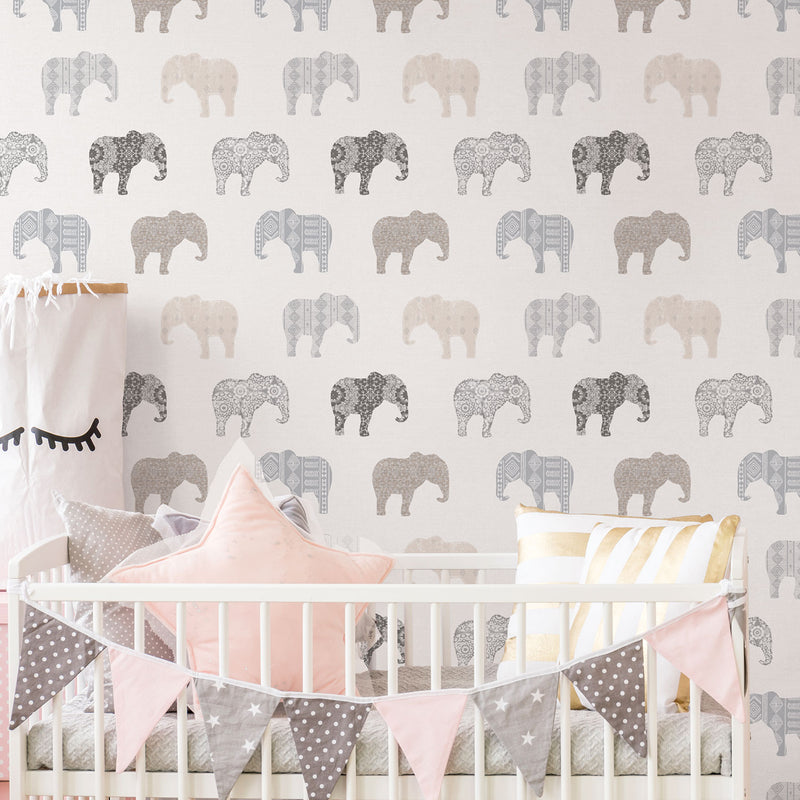 media image for Elephant Neutral Wallpaper from the Just 4 Kids 2 Collection by Galerie Wallcoverings 294