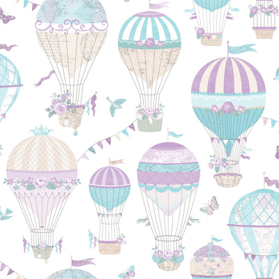 product image of Hot Air Balloon Blue/Purple Wallpaper from the Just 4 Kids 2 Collection by Galerie Wallcoverings 569