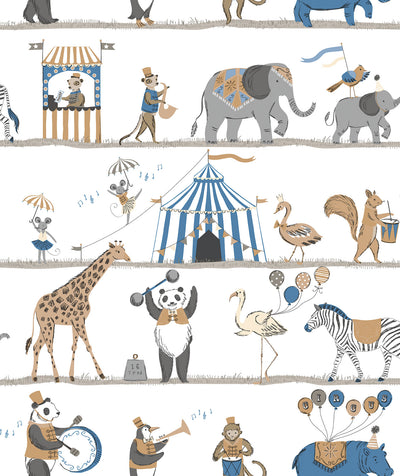 product image of Circus Blue/Brown Wallpaper from the Just 4 Kids 2 Collection by Galerie Wallcoverings 551