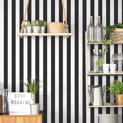 product image for Awning Stripe Black Wallpaper from the Just Kitchens Collection by Galerie Wallcoverings 27