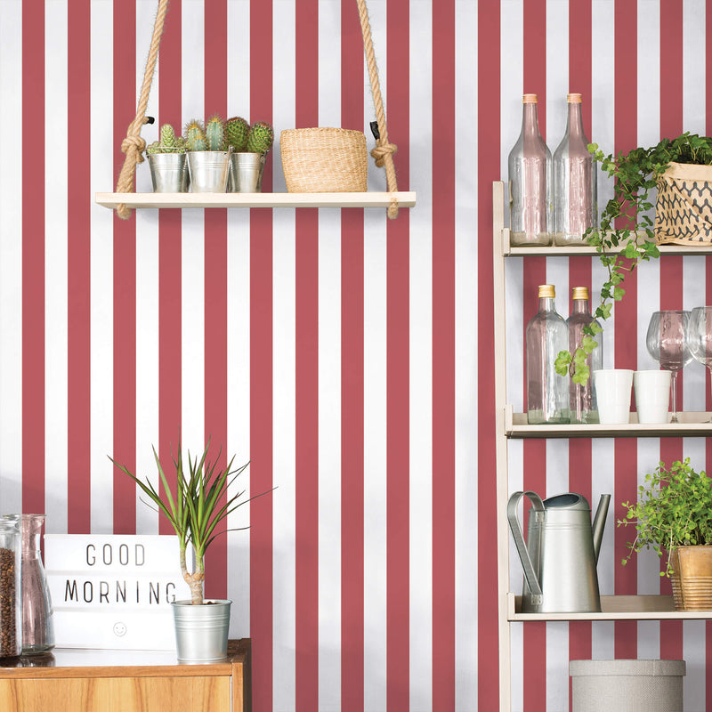 media image for Awning Stripe Red Wallpaper from the Just Kitchens Collection by Galerie Wallcoverings 237