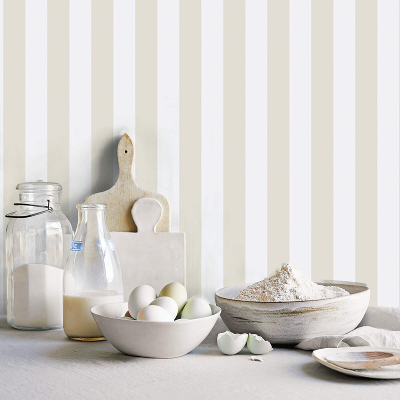 media image for Awning Stripe Taupe Wallpaper from the Just Kitchens Collection by Galerie Wallcoverings 219