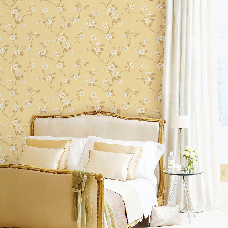 media image for Floral Branch Yellow Wallpaper from the Palazzo Collection by Galerie Wallcoverings 280