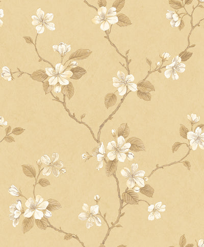 product image for Floral Branch Yellow Wallpaper from the Palazzo Collection by Galerie Wallcoverings 91