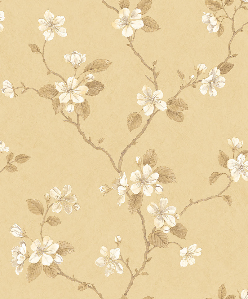 media image for Floral Branch Yellow Wallpaper from the Palazzo Collection by Galerie Wallcoverings 283