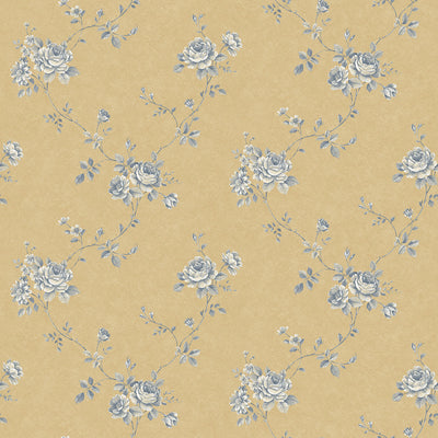 product image for Rose Trail Gold/Blue Wallpaper from the Palazzo Collection by Galerie Wallcoverings 71