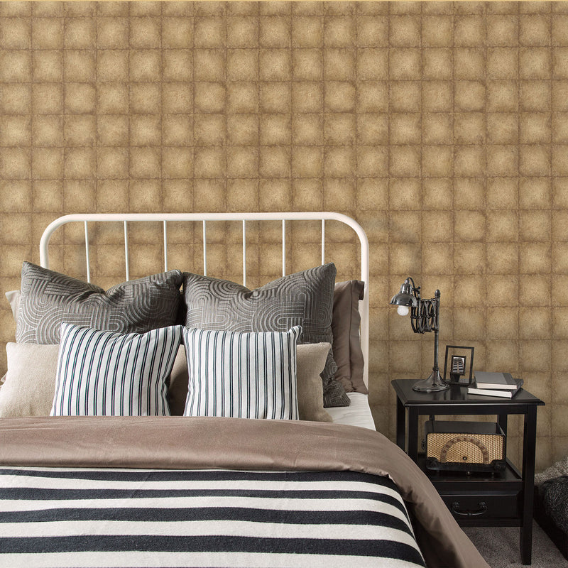media image for Metallic Tile Wallpaper in Gold from the Ambiance Collection by Galerie Wallcoverings 259