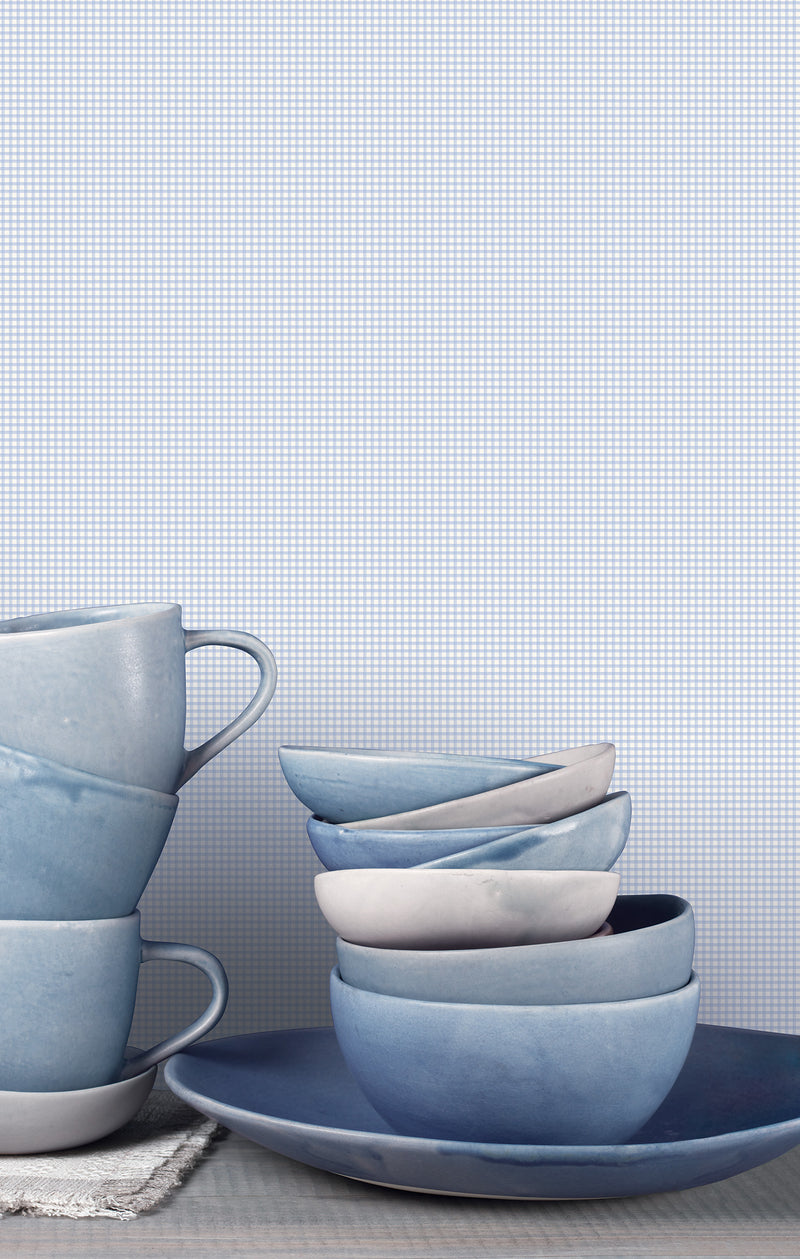 media image for Checked Blue Wallpaper from the Miniatures 2 Collection by Galerie Wallcoverings 241