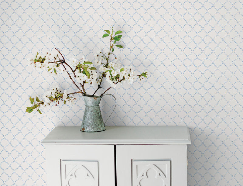 media image for Trellis Blue Wallpaper from the Miniatures 2 Collection by Galerie Wallcoverings 213