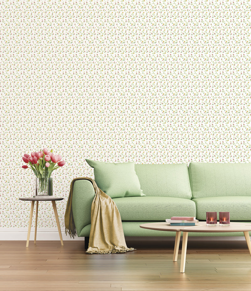 media image for Trellis Vines Pink/Green Wallpaper from the Miniatures 2 Collection by Galerie Wallcoverings 292