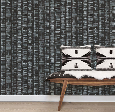 product image of Aztec Wallpaper in Black, Teal from the Bazaar Collection by Galerie Wallcoverings 53