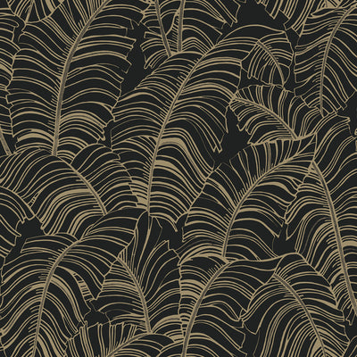 product image of Broadleaf Wallpaper in Black, Light Ochre from the Bazaar Collection by Galerie Wallcoverings 577