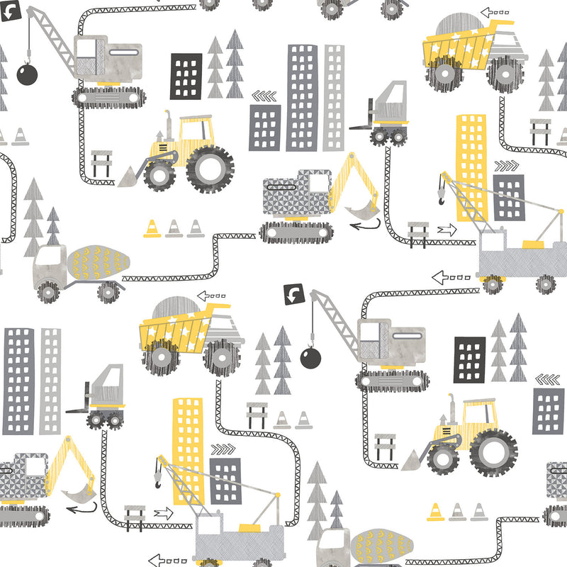 media image for Construction Yellow Wallpaper from the Tiny Tots 2 Collection by Galerie Wallcoverings 232