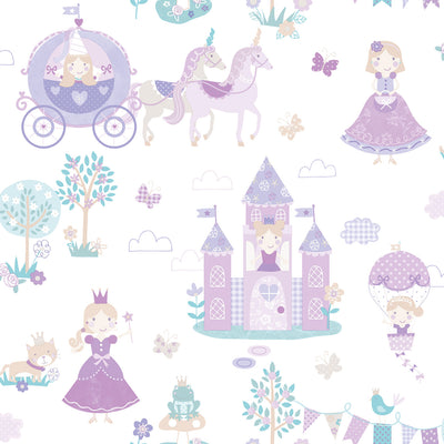 product image of Fairytale Purple/Turquoise Wallpaper from the Tiny Tots 2 Collection by Galerie Wallcoverings 55