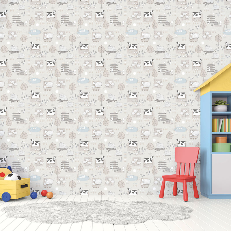 media image for Farmland Greige Wallpaper from the Tiny Tots 2 Collection by Galerie Wallcoverings 273