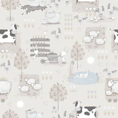 product image of Farmland Greige Wallpaper from the Tiny Tots 2 Collection by Galerie Wallcoverings 546