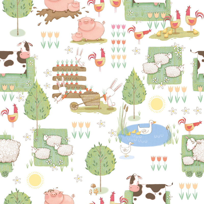 media image for Farmland Primary Wallpaper from the Tiny Tots 2 Collection by Galerie Wallcoverings 273