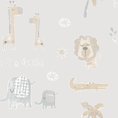 product image for Jungle Friends Greige/Tan Wallpaper from 91