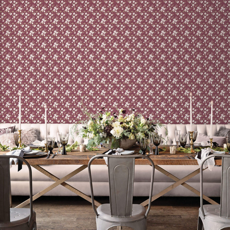 media image for Anemone Mini Cranberry Wallpaper from the Secret Garden Collection by Galerie Wallcoverings 286