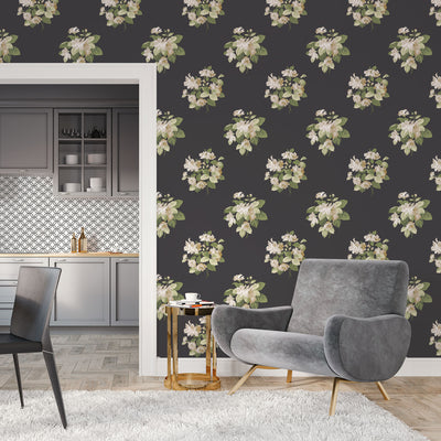 product image of Classic Bouquet Black Wallpaper from the Secret Garden Collection by Galerie Wallcoverings 530