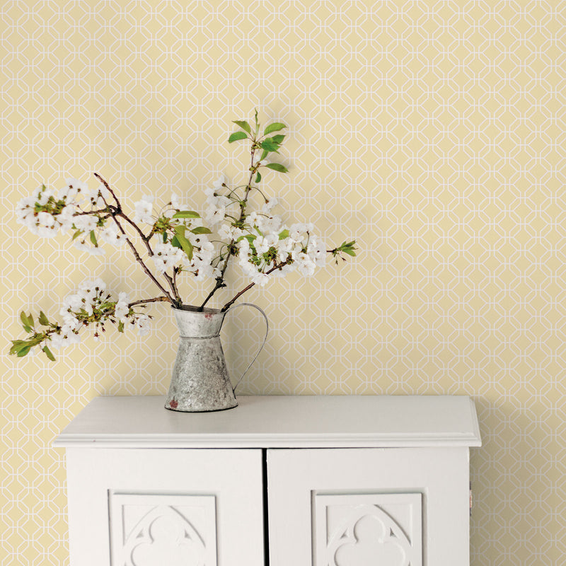 media image for Trellis Negative Yellow Wallpaper from the Secret Garden Collection by Galerie Wallcoverings 251