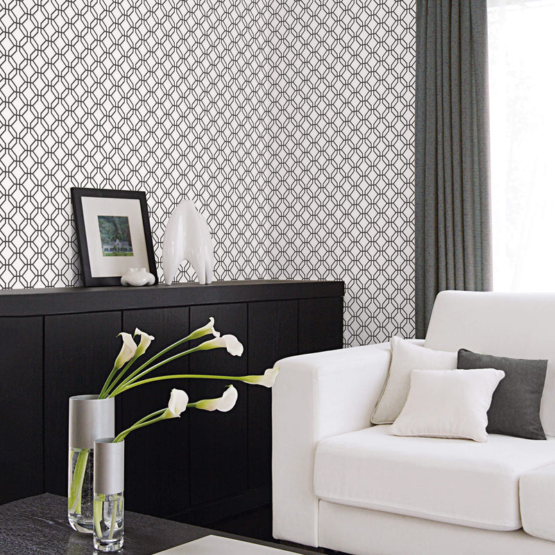 media image for Trellis Positive Black Wallpaper from the Secret Garden Collection by Galerie Wallcoverings 223