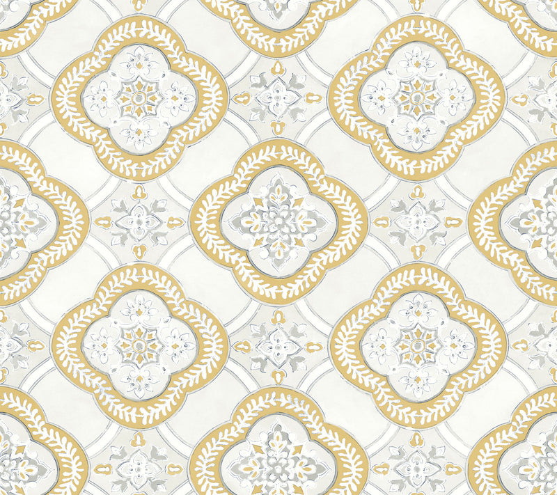 media image for Garden Trellis Ochre Wallpaper from the Greenhouse Collection by York Wallcoverings 282