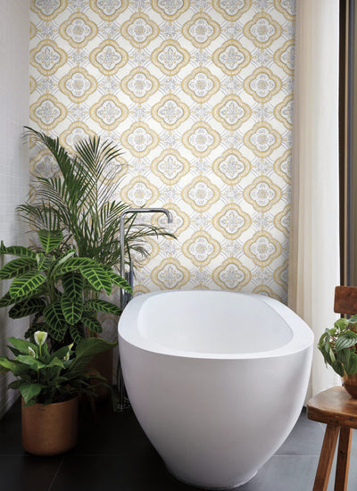 product image for Garden Trellis Ochre Wallpaper from the Greenhouse Collection by York Wallcoverings 36