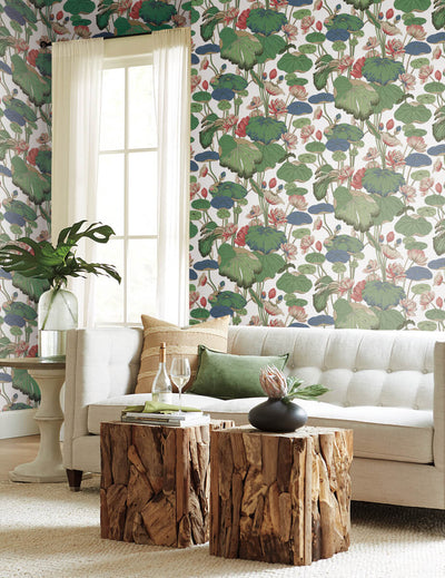 product image for Lotus Pond Cotton/Peacock Wallpaper from the Greenhouse Collection by York Wallcoverings 21