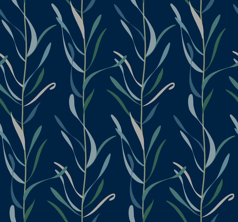 media image for Chloe Vine Indigo Wallpaper from the Greenhouse Collection by York Wallcoverings 264