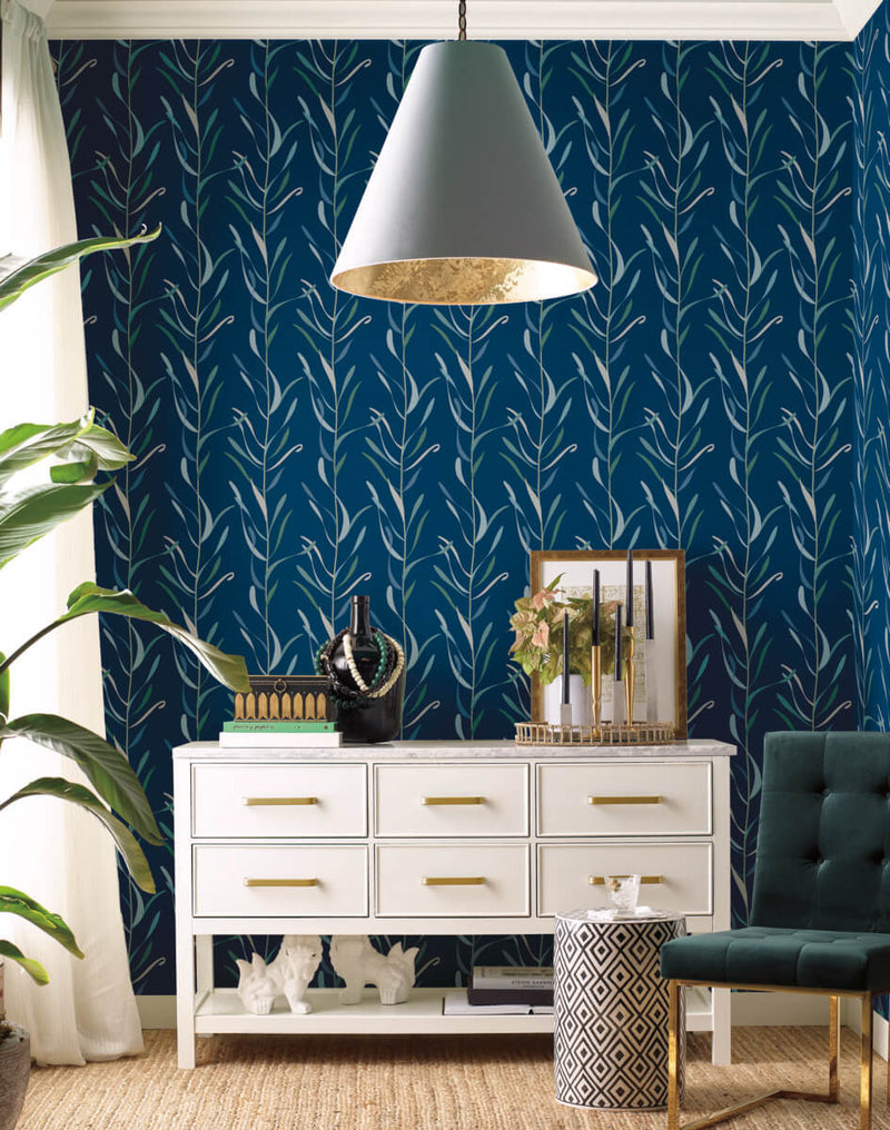 media image for Chloe Vine Indigo Wallpaper from the Greenhouse Collection by York Wallcoverings 25