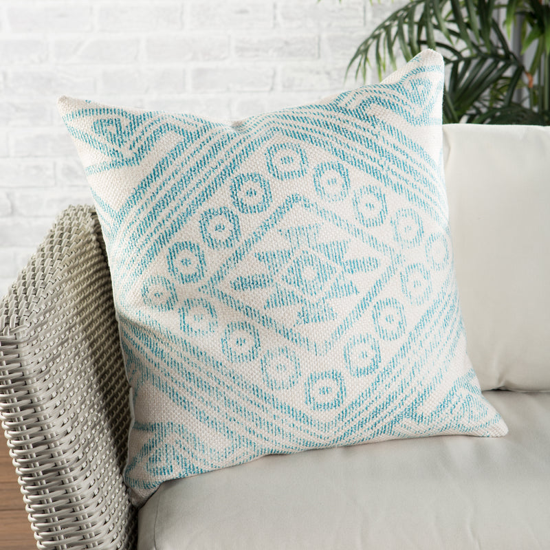 media image for malae indoor outdoor tribal turquoise cream pillow by nikki chu 5 221