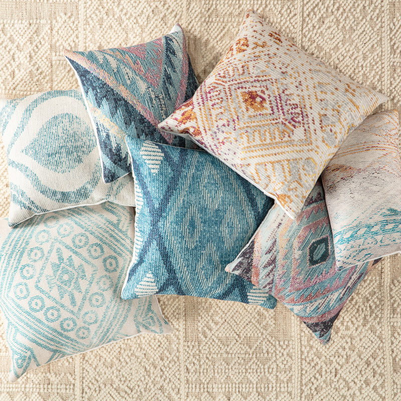 media image for malae indoor outdoor tribal turquoise cream pillow by nikki chu 4 213