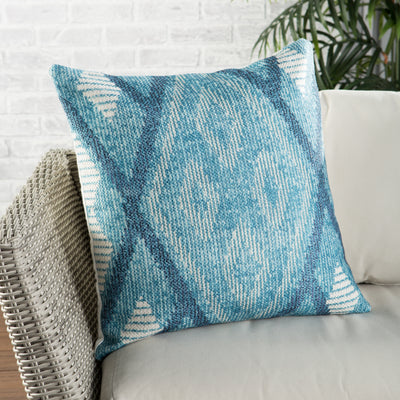 product image for sadler indoor outdoor tribal blue white pillow by nikki chu 5 99