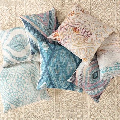 product image for sadler indoor outdoor tribal blue white pillow by nikki chu 4 13
