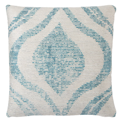 product image for cymbal indoor outdoor geometric teal cream pillow by nikki chu 1 36