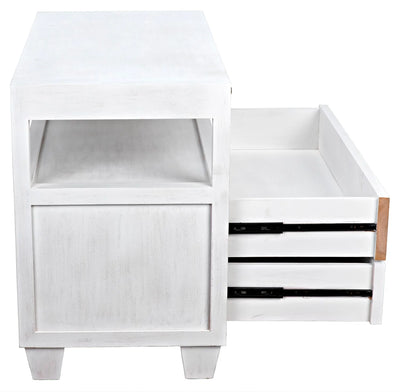 product image for 2 drawer side table w sliding tray in white wash design by noir 5 96