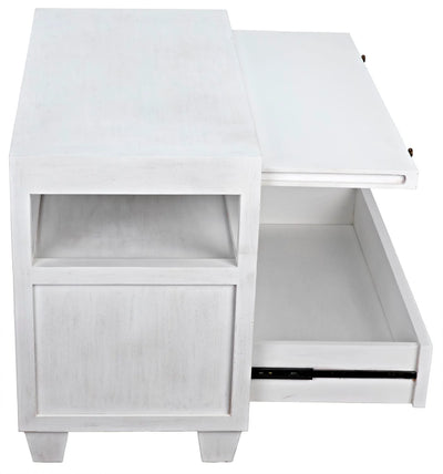 product image for 2 drawer side table w sliding tray in white wash design by noir 6 35