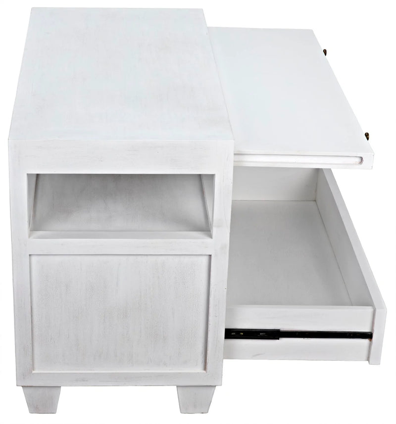 media image for 2 drawer side table w sliding tray in white wash design by noir 6 24