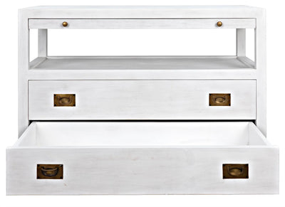 product image for 2 drawer side table w sliding tray in white wash design by noir 1 5
