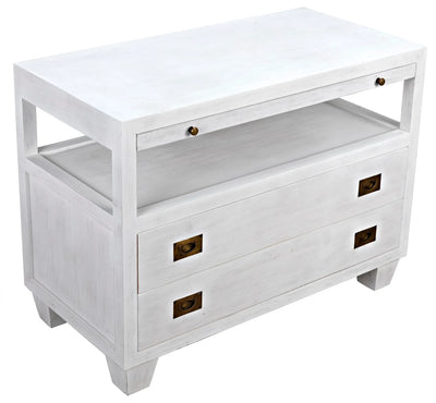 product image for 2 drawer side table w sliding tray in white wash design by noir 3 12